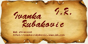 Ivanka Rubaković vizit kartica